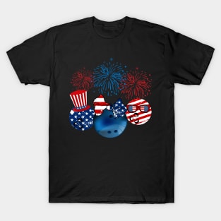 Bowling American Flag Fireworks T-Shirt